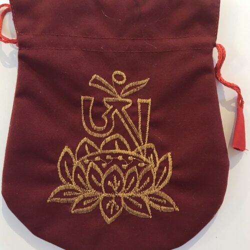 Maroon Mala Bag - Gold Embroidery on one side