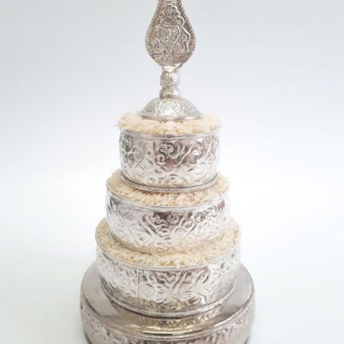 Mandala Offering Set - White Metal 5"