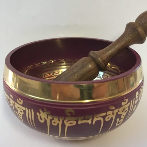 Om Mani Padme Hum Coloured Etched Singing Bowl - 10.5cm
