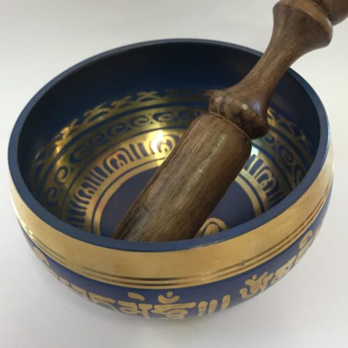 Om Mani Padme Hum Coloured Etched Singing Bowl - 9cm
