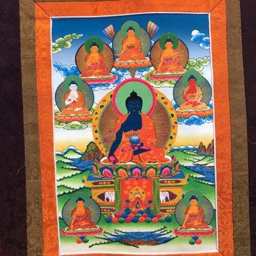 Eight Medicine Buddhas Printed Thangka - Small