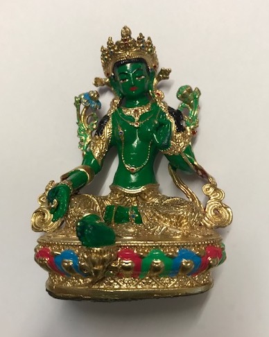 Green Tara Statue - Hand-painted & Blessed - 9cm
