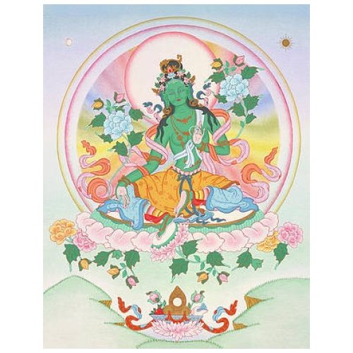 Green Tara Print on Canvas 51x42cm
